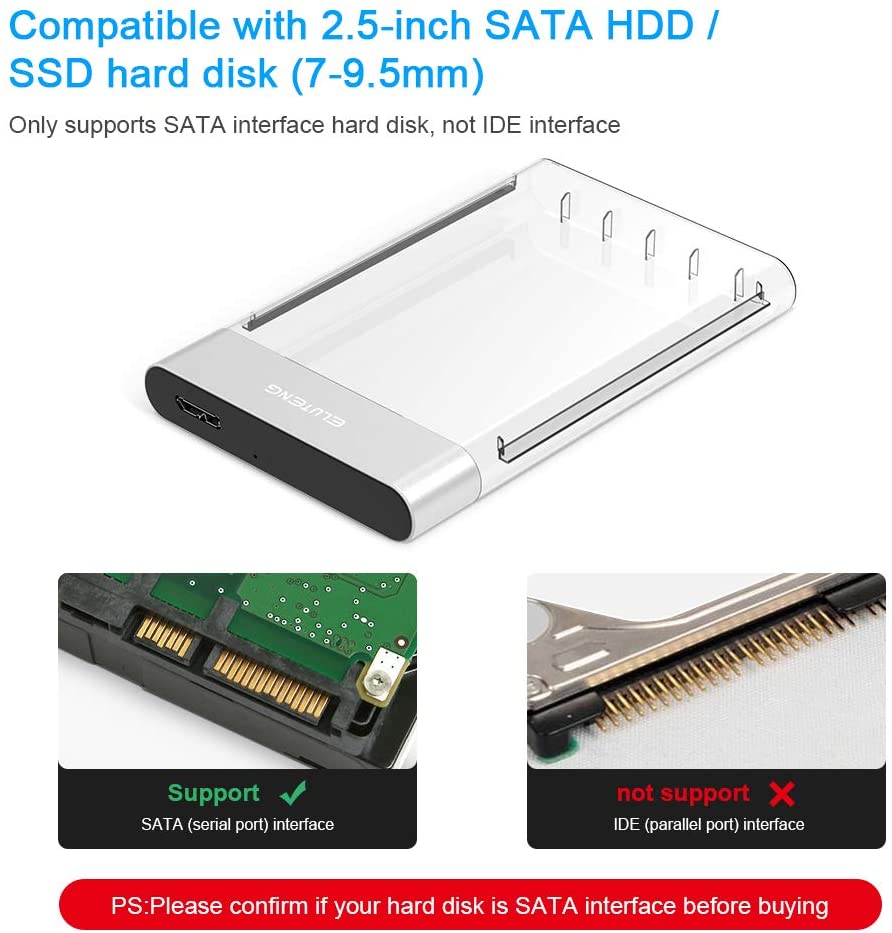  ELUTENG USB 3.0 SATA Adapter 2.5 Inch SATA to USB 3.0 Cable 22  Pin 7+15 HDD / SSD Cord Support UASP Serial ATA III Compatible for 2.5 SATA  Hard Drive (USB C to SATA) : Electronics