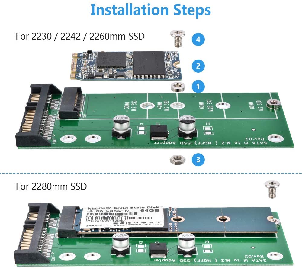 ELUTENG M2 SATA Boîtier Adaptateur M2 SATA vers USB C Gen1 USB 3.1 UASP  6Gbps pour 2280 2260 2242 2230 B et B + M Key NGFF M.2 SSD avec Câble Type  -C